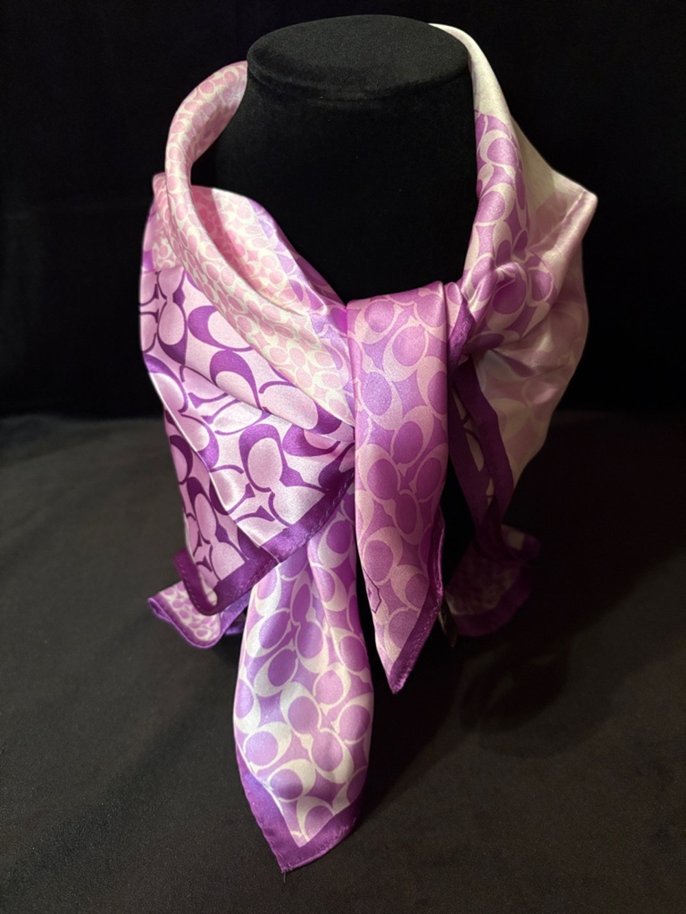 Women's Coach Y2K Purple All Silk Signature Scarf
